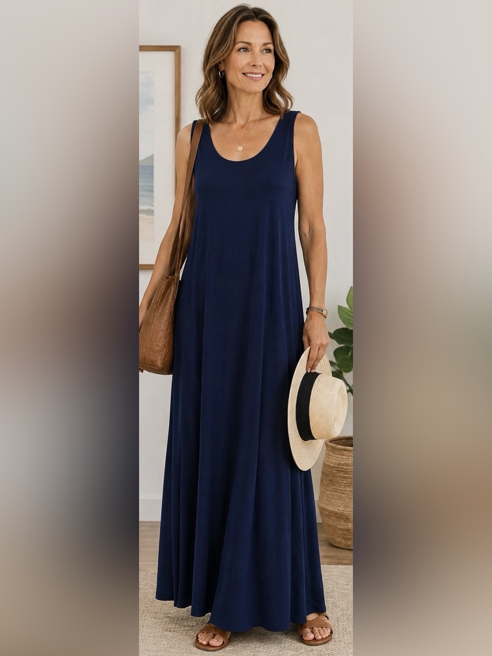 TravelSmith Navy Maxi Dress Sz XLP Travel casual